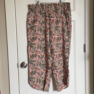 Tropical Leaf Print Linen Blend Pants (FREE with bundle of two or more)
